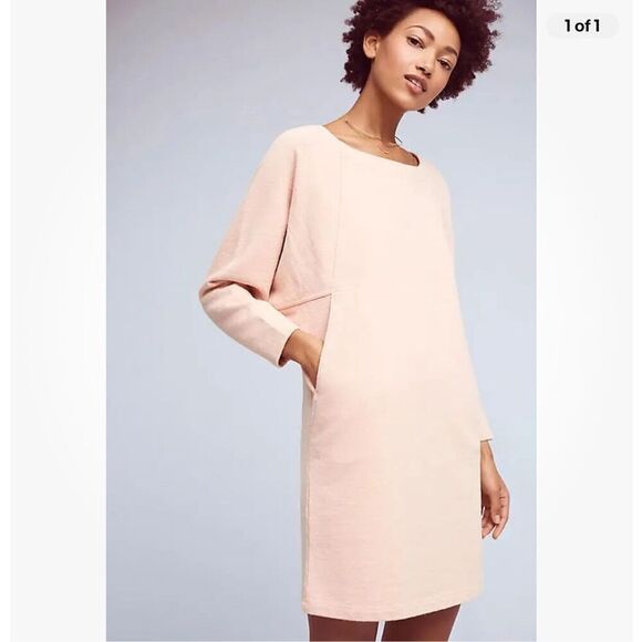Anthropologie Holding Horses Cocoon Sweatshirt Dress Peach Pockets S - Picture 1 of 11